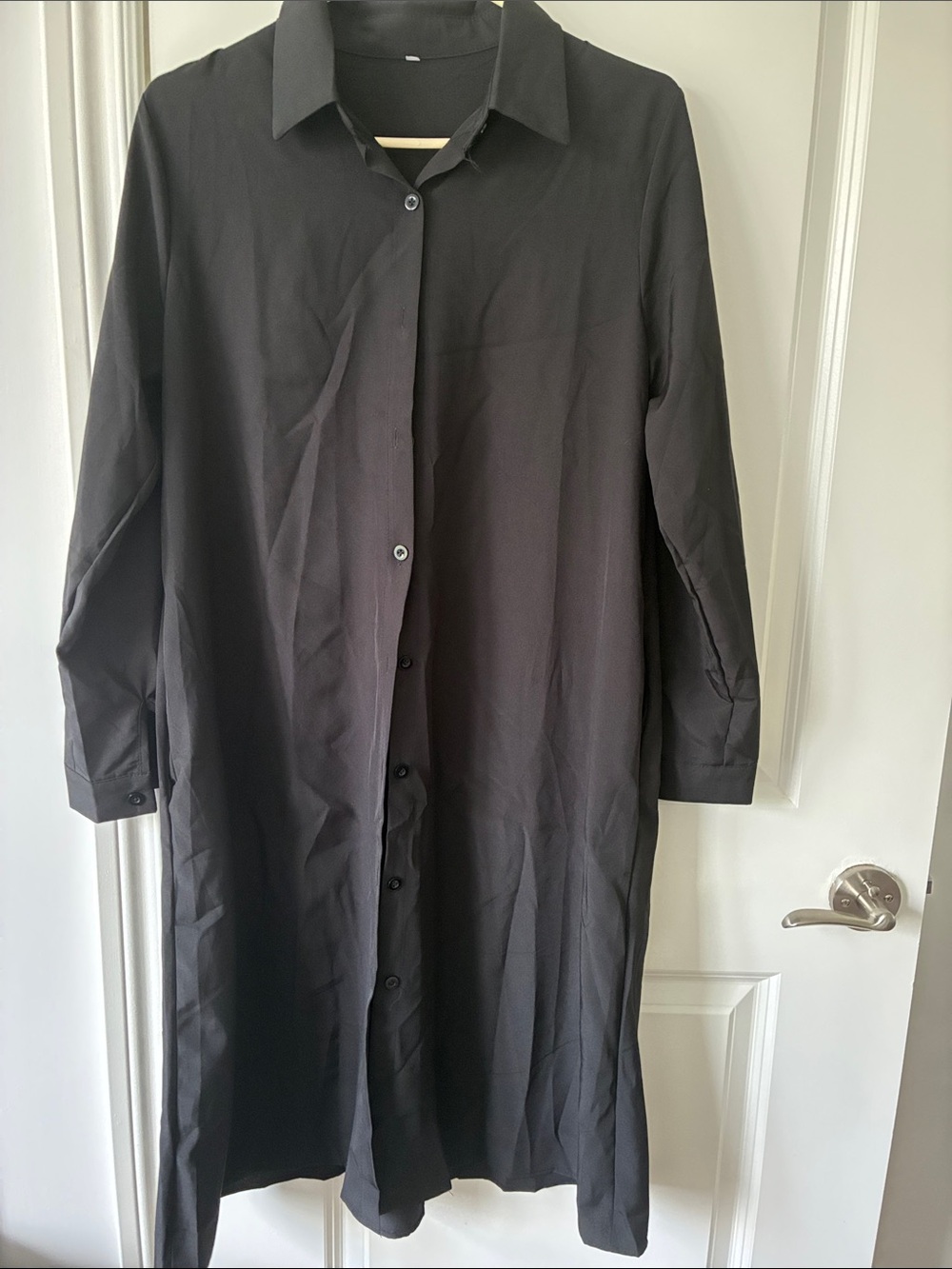 Long Black Button-Down Shirt Dress aline fits big same as red listed